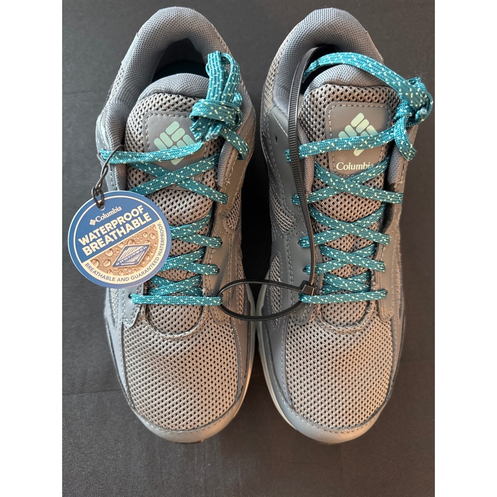 Columbia Omni-Tech Waterproof Hiking Shoes Womens 9.5 Grey Teal BL0176-053